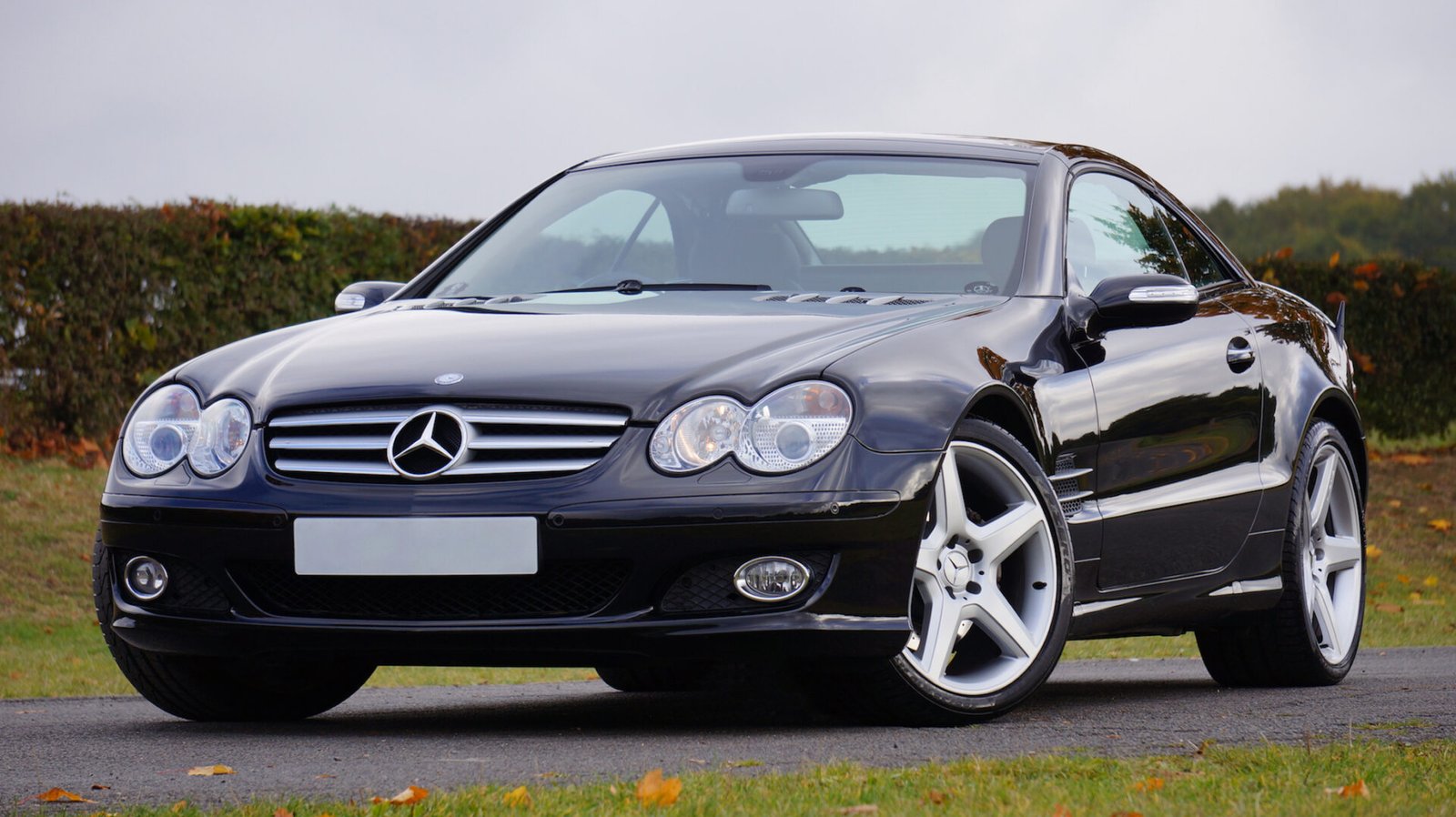 Black Mercedes-Benz SL detailed and photographed outdoors